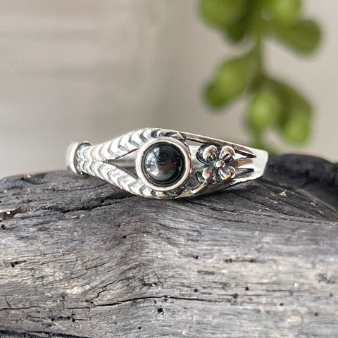 sterling silver black onyx crystal  stone ring