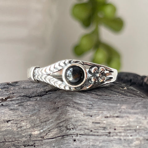 sterling silver black onyx crystal  stone ring