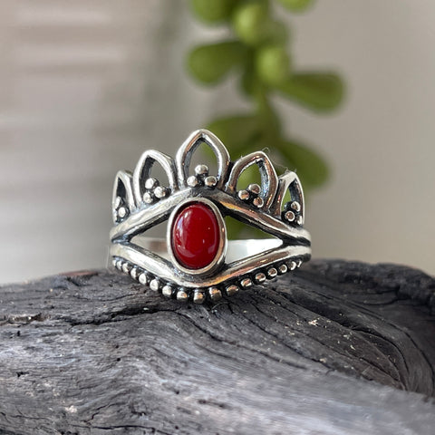 carnelian stone sterling silver ring