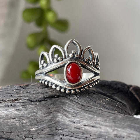 carnelian stone sterling silver ring