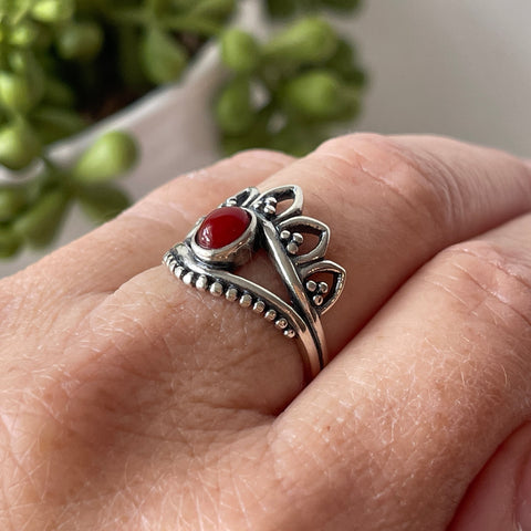 carnelian stone sterling silver ring