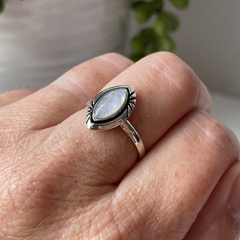 Rainbow Moonstone Sterling Silver Ring