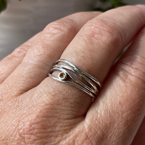 sterling silver citrine stone crystal ring