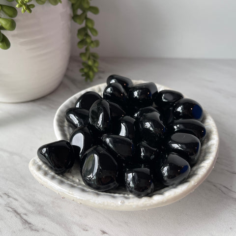 black obsidian polished pocket tumbled stone crystal