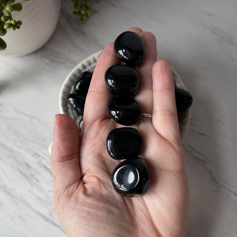 black obsidian polished pocket tumbled stone crystal