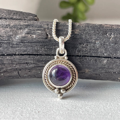 sterling silver amethyst gemstone crystal pendant necklace