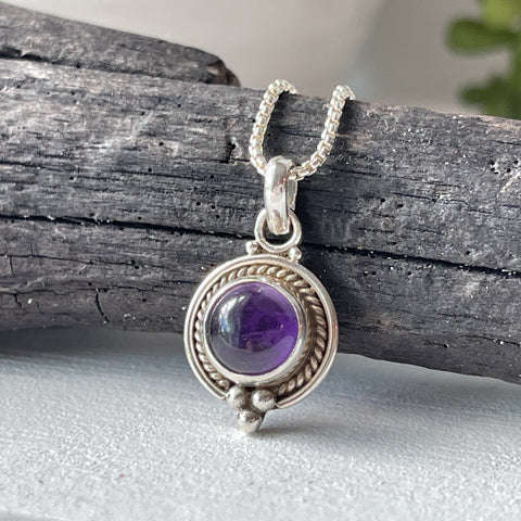 sterling silver amethyst gemstone crystal pendant necklace