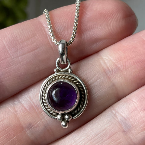 sterling silver amethyst gemstone crystal pendant necklace