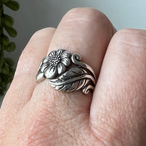 sterling silver flower vine  ring