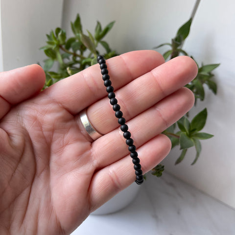 Black Matte Agate Gemstone Energy Bracelet