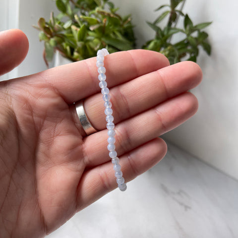 Pulsera de energía de piedras preciosas de ágata de encaje azul