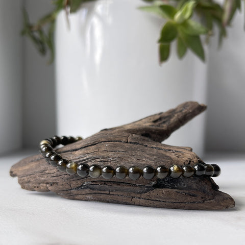 golden sheen obsidian gemstone bracelet