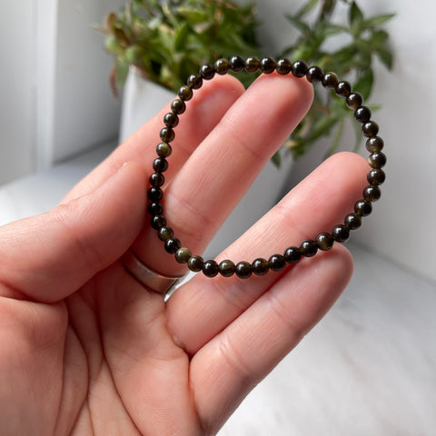 Bracelet énergétique en obsidienne dorée