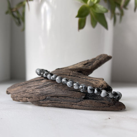 snowflake obsidian gemstone bracelet