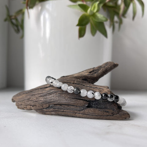 tourmalinated quartz gemstone bracelet