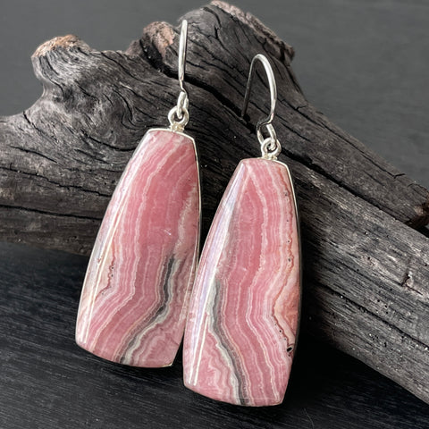 Boucles d'oreilles en argent sterling rhodochrosite par Sheryl Martinez