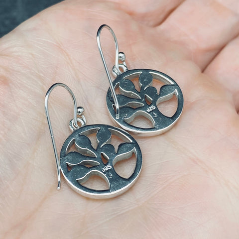 Opal Sterling Silver Tree of Life Earrings