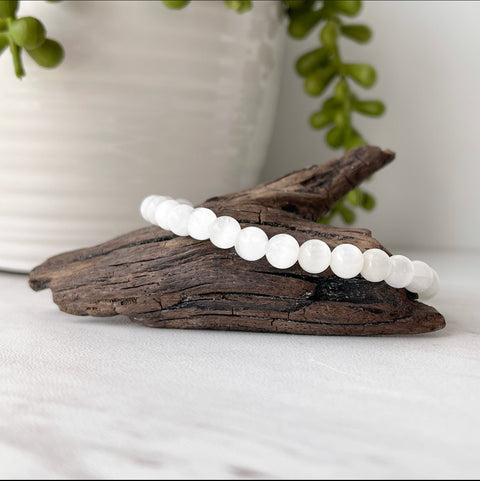selenite gemstone bracelet 6 mm