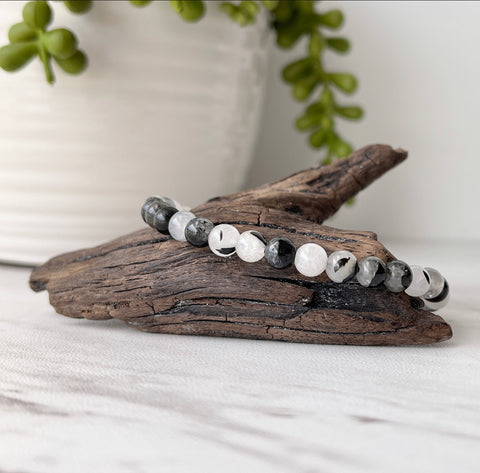 tourmalinated quartz gemstone bracelet 6 mm