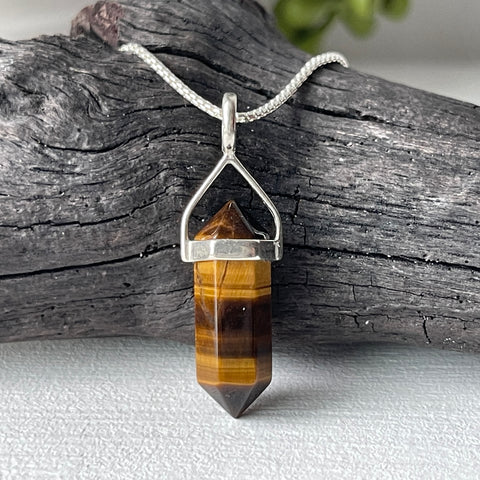 Tiger eye Point Sterling Silver Pendant