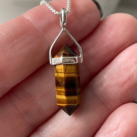 Tiger eye Point Sterling Silver Pendant