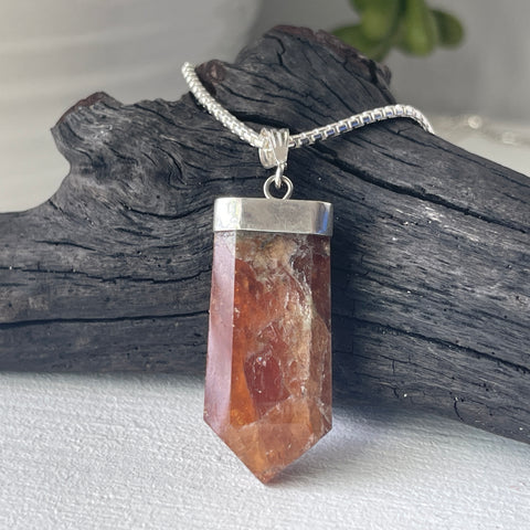 sterling silver garnet crystal stone pendant necklace