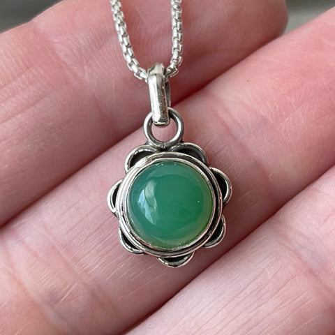 sterling silver chrysoprase crystal stone pendant necklace