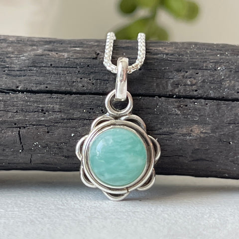 sterling silver amazonite simple charm pendant necklace