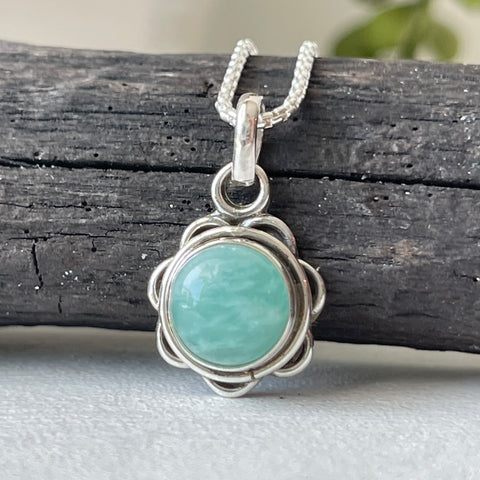 sterling silver amazonite simple charm pendant necklace