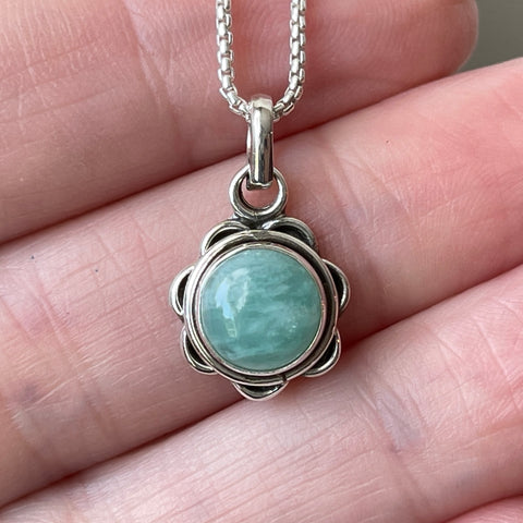 sterling silver amazonite simple charm pendant necklace