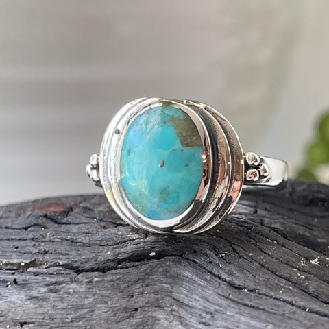 sterling silver turquoise stone crystal ring