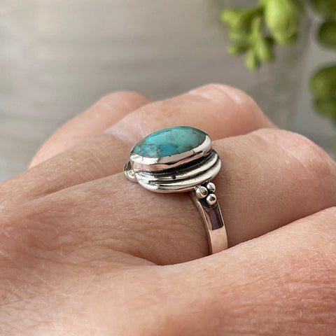 sterling silver turquoise stone crystal ring