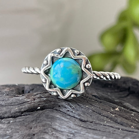 sterling silver turquoise stone crystal ring