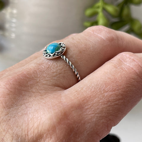 sterling silver turquoise stone crystal ring