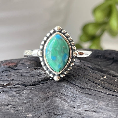 sterling silver turquoise stone crystal ring