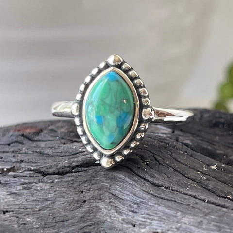 sterling silver turquoise stone crystal ring