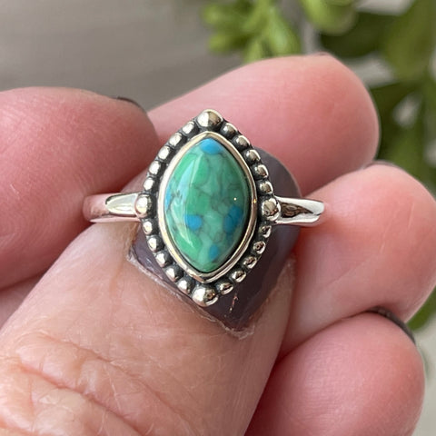 sterling silver turquoise stone crystal ring