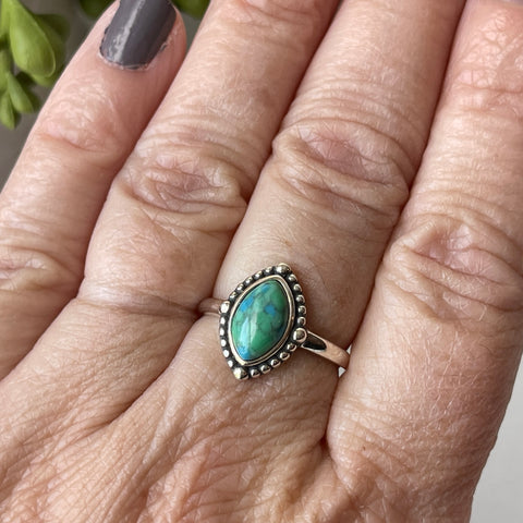 sterling silver turquoise stone crystal ring