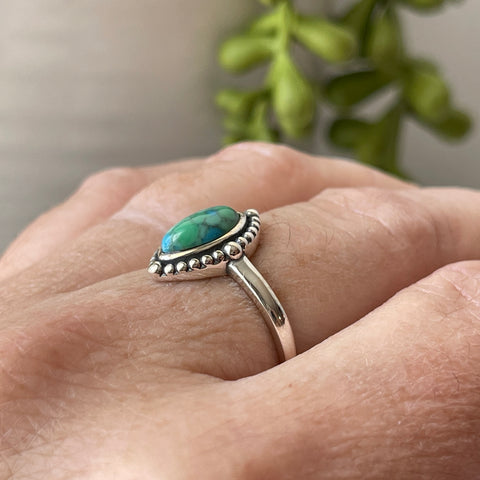 sterling silver turquoise stone crystal ring