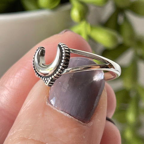 Sterling Silver Crescent Moon Ring