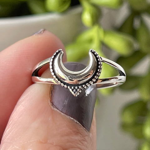 Sterling Silver Crescent Moon Ring