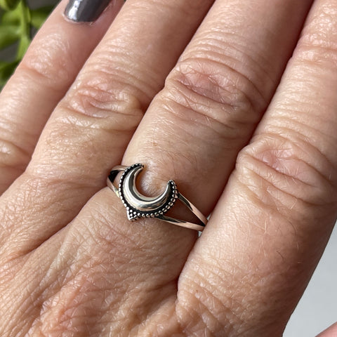 Sterling Silver Crescent Moon Ring