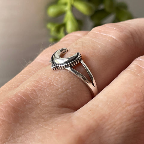 Sterling Silver Crescent Moon Ring