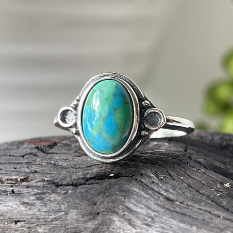 sterling silver turquoise stone crystal ring