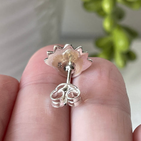 sterling silver rainbow moonstone stud post earrings