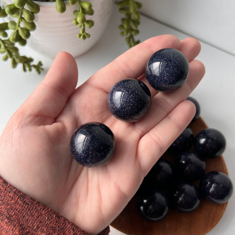 blue goldstone mini sphere