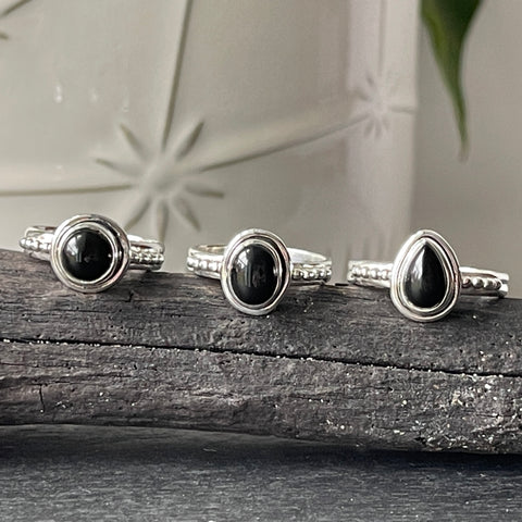 black onyx silver ring