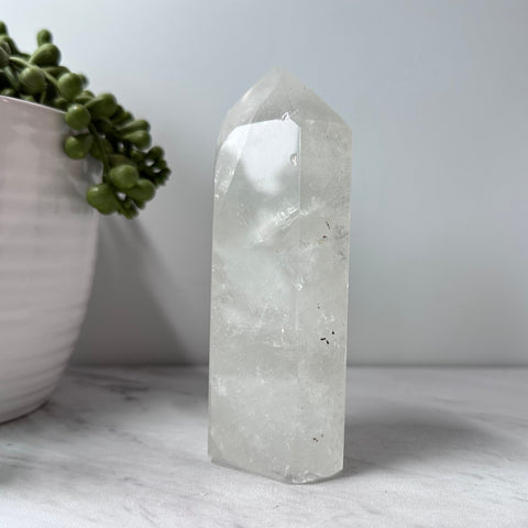 clear quartz crystal stone tower