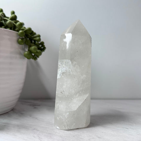 clear quartz crystal stone tower