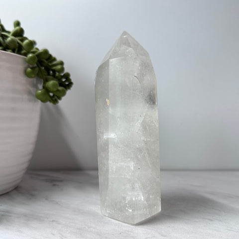 clear quartz crystal stone tower